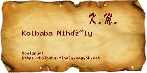 Kolbaba Mihály névjegykártya